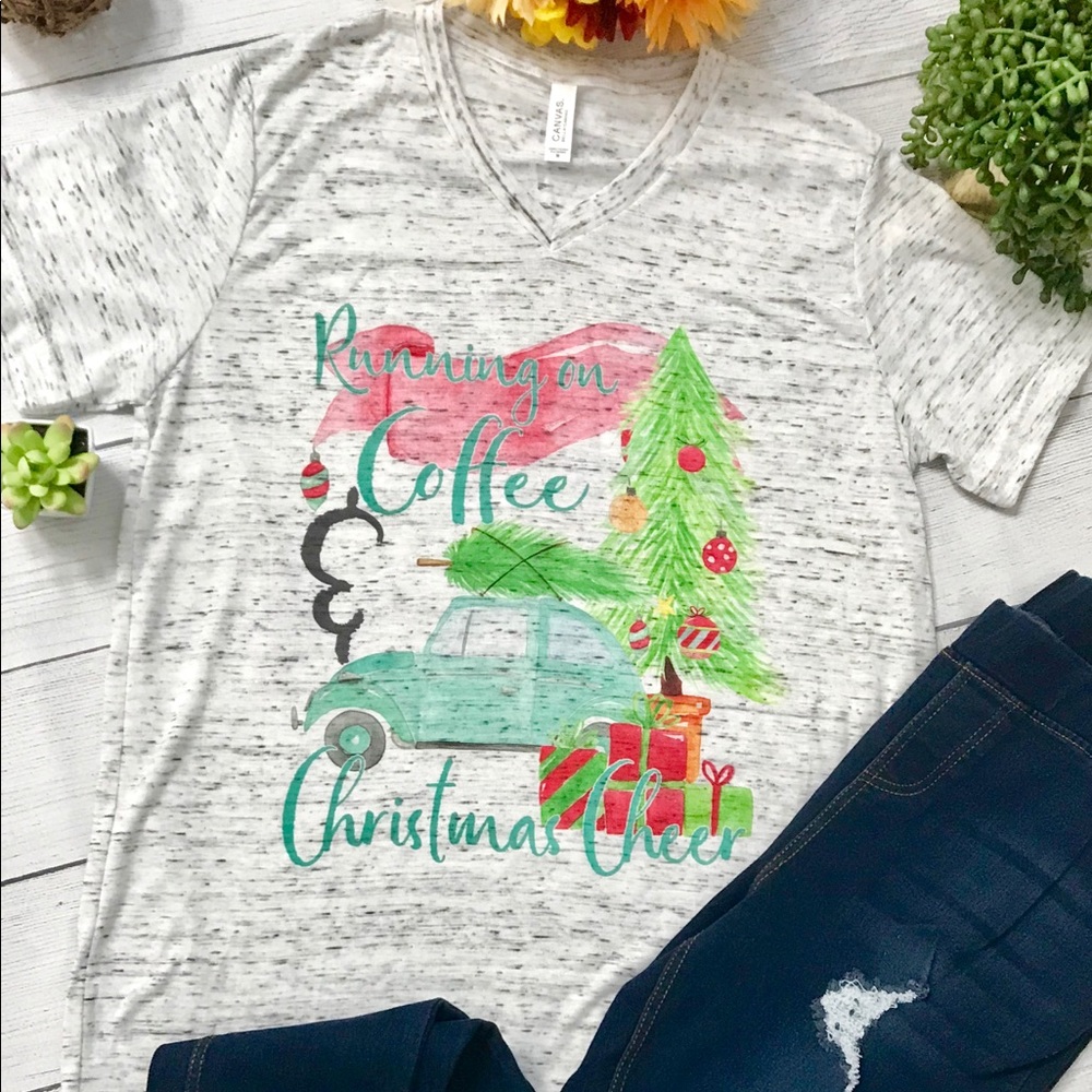🎄Running On Coffee ☕️ & Christmas 🎄Cheer Tee